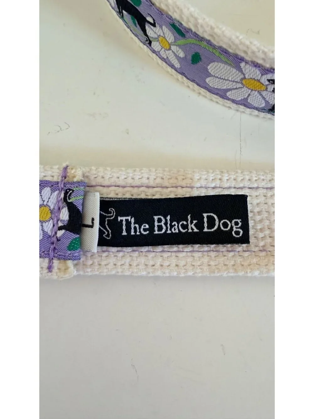 The Black Dog Daisy & Black Lab Purple Adjustable Fabric Belt Size Large